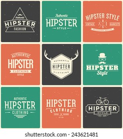 Typographic Hipster Themed Design Elements Set 