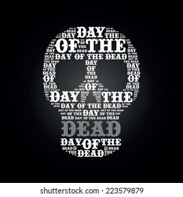 Typographic Illustration Day Of The Dead Sugar Skull