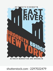 Typographic illustration of new york and brooklyn . tee shirt graphics. print. vector
