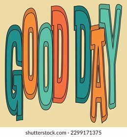 Typographic isolated concept in 70s aesthetics. Colorful lettering in vintage style. Vector illustration