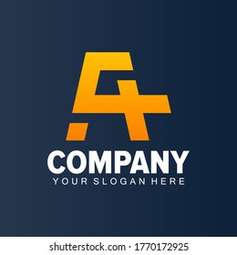 typographic joint a4 letter logo design vector. a4 ui icon. 