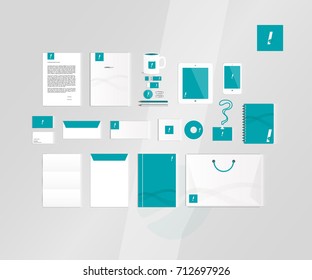 Typographic L logo. Corporate identity template set. Business stationery mock-up