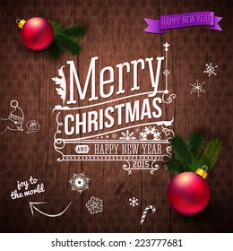 Typographic label for Christmas and New Year. Use it for Your winter holidays design. Vector illustration.