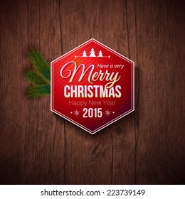 Typographic label for Merry Christmas and Happy New Year. Use it for Your winter holidays design. Vector illustration. 