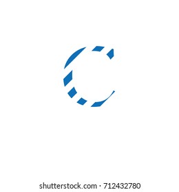 typographic letter C letter editable vector, blue lines, camouflaged decorative background