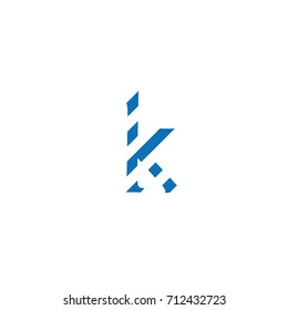 typographic letter k editable vector, blue lines, camouflaged decorative background