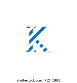 typographic letter K letter editable vector, blue lines, camouflaged decorative background