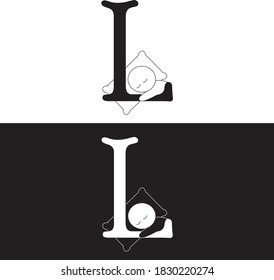 
letra tipográfica Diseño del logotipo L con icono dormido con almohada