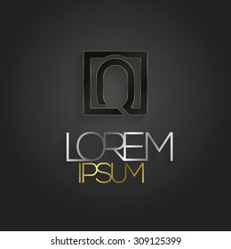 Typographic letter Q logo in a square. Vector illustration.