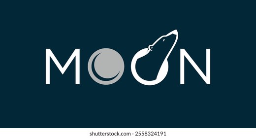 Typographic logo of bear head and moon on letter O
