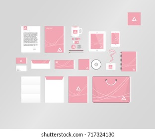 Typographic A logo. Corporate identity template set. Business stationery mock-up
