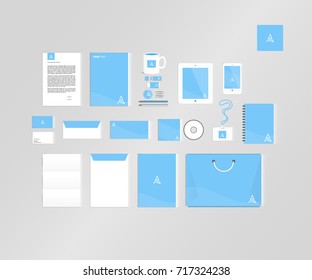 Typographic A logo. Corporate identity template set. Business stationery mock-up
