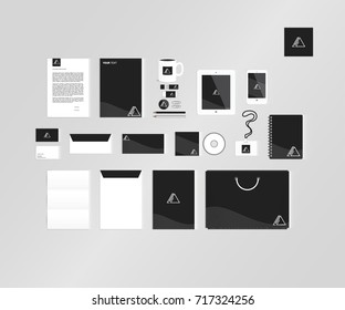 Typographic A logo. Corporate identity template set. Business stationery mock-up