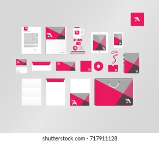Typographic A logo. Corporate identity template set. Business stationery mock-up