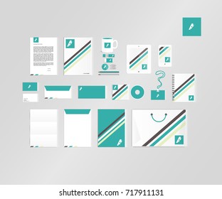 Typographic A logo. Corporate identity template set. Business stationery mock-up