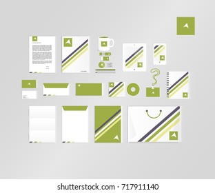 Typographic A logo. Corporate identity template set. Business stationery mock-up