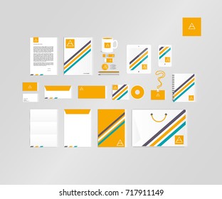 Typographic A logo. Corporate identity template set. Business stationery mock-up
