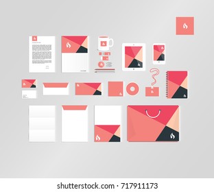 Typographic A logo. Corporate identity template set. Business stationery mock-up