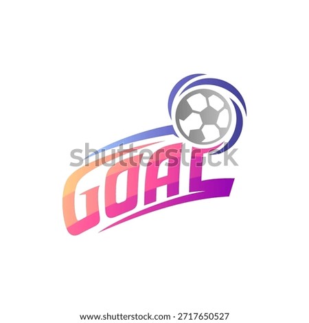 Typographic logo design of the word "GOAL" with a variation of a soccer ball flying fast, suitable for a soccer logo or icon