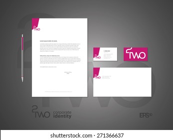 Typographic logo & identity. Elegant minimal style corporate identity template with logo. Letter envelope and business card design. Vector illustration.