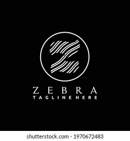 Typographic Logo Letter Z Monogram Luxury Style with Zebra Lettering Icon Isolated on Black Background