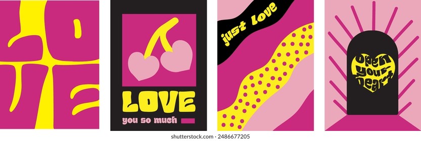 Typographic love card set for poster or any design