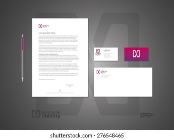 Typographic m symbol. Elegant minimal style corporate identity template. Letter envelope and business card design. Vector illustration.