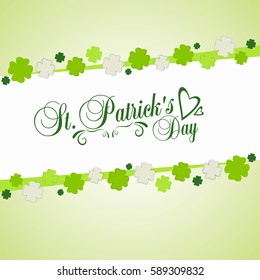 Typographic map dedicated to St. Patrick's Day with green elements and symbols of the holiday as postcard, background, business cards