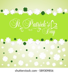 Typographic map dedicated to St. Patrick's Day with green elements and symbols of the holiday as postcard, background, business cards