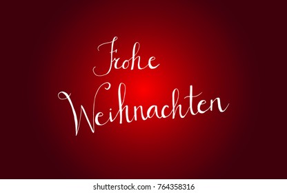 Typographic Merry Christmas banner. Lettering - "Merry Christmas" in german language " Frohe Weihnachten" for your design, isolated on red background. Vector graphic elements, perfect for Christmas