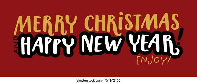 Typographic Merry Christmas banner. Vector graphic elements, perfect for Christmas banners or greeting cards.