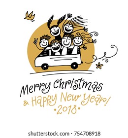 Typographic Merry Christmas banner. Vector graphic elements, perfect for Christmas banners or greeting cards.