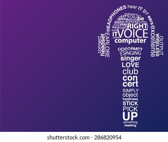 Typographic Microphone And Headphones On Dark Blue Background