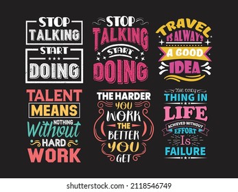 Typographic motivational saying design, Inspirational quotes bundle design vector. 