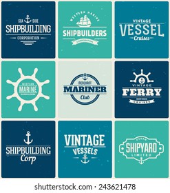 Typographic Nautical Design Elements Set 