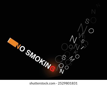 a typographic no smoking poster with dynamic typography and a bold color contrast against a black background