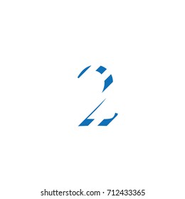 typographic number 2 editable vector, blue lines, camouflaged decorative background