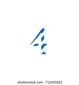 typographic number 4 editable vector, blue lines, camouflaged decorative background