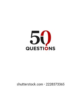 Typographic number 50 question mark design minimalist red black white logo symbol