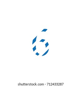 typographic number 6 editable vector, blue lines, camouflaged decorative background