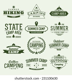 Typographic Outdoor Camping Label Design Set