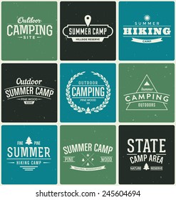 Typographic Outdoor Camping Label Design Set