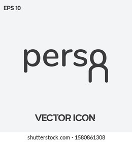 Typographic "Person" vector icon illustration. Creative "Person" vector logo. Premium quality.