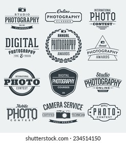 Typographic Photography Themed Label Design Set 