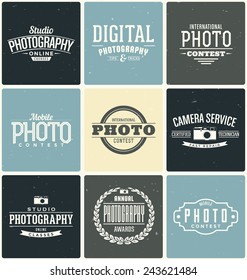 Typographic Photography Themed Label Design Set 