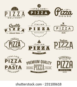 Typographic Pizza Label Design Set