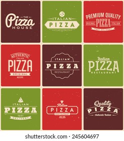 Typographic Pizza Label Design Set