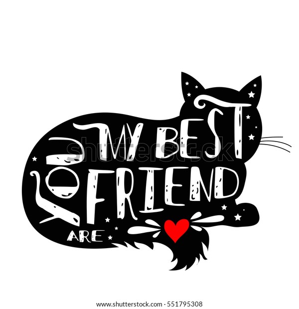 Affiche Typographique Avec Silhouette De Chat Image Vectorielle De Stock Libre De Droits