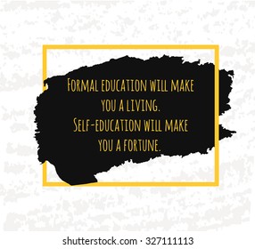 Typographic poster hand drawing in the form of quotes and phrases to raise morale and good mood are written in black ink brush in yellow in a yellow frame. Vector illustration