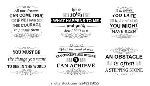 Typographic posters set. Collection of graphic elements for website. Inscriptions. Template, layout and mock up. Poster or banner. Cartoon flat vector illustrations isolated on white background